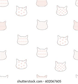 cats pattern seamless pattern stars hearts lines vector illustration