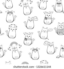 cats pattern seamless vector, Good for textile, background.