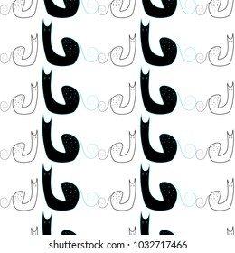 cats pattern white