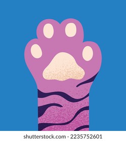 Cats paw concept. Aesthetics and elegance, fashion and style. Minimalistic and bright poster or banner for site, abstract art. Graphic element for printing on fabric. Cartoon flat vector illustration