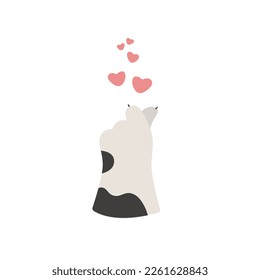 A cat's paw folded into a heart, heart gesture with fingers. Vector illustration of isolates.