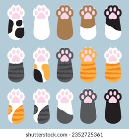 Cat, kitty paw, cute vector illustration, icon or sticker on pink  background. Stock Vector