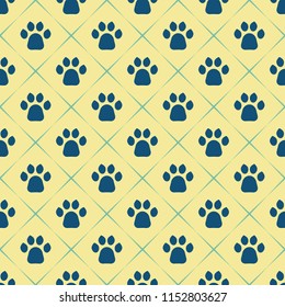 Cats Paw Print. Seamless animal pattern of paw footprint