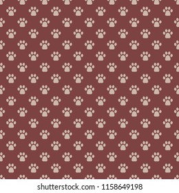 Cats Paw Print. Seamless animal pattern of paw footprint