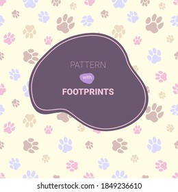 Cats Paw Print. Vector seamless pattern. Endless texture can be used for wallpaper, printing on fabric, paper, scrapbooking. Animal footprint. Cat, dog, pet
