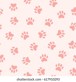 Cats Paw Print. Vector seamless pattern. Endless texture can be used for wallpaper,printing on fabric, paper, scrapbooking.