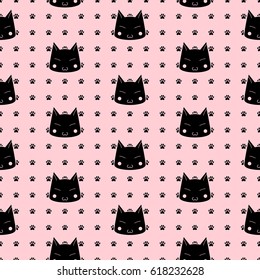 Cats Paw Print. Vector seamless pattern.