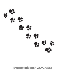 Cat's paw vector footprints. Dog, animal trail pattern isolated on white background, background, vector icon Illustration