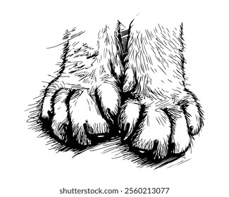 Cats Paws. Doodle style. Vector.