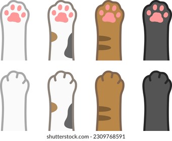 Cat's paws isolated vector illustrations set.