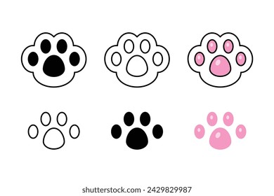 Cats Pet paw print. Flat style. Isolated on white background