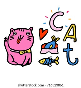 Cats. Pets. Animals. Fish food. Vector graphic art for design.