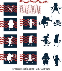 Cats pirates vector hand drawing illustration and logo, T-shirt boy and girl design, kids party design.