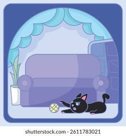 cats playing in a very beautiful room