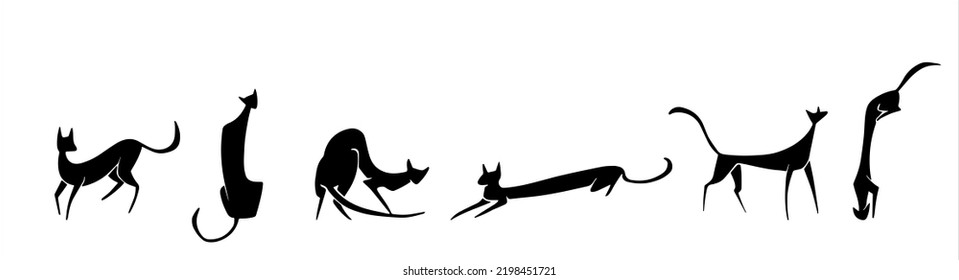 Cats pose isolated vector on white background