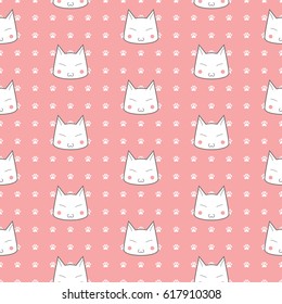 Cats Print. Vector seamless pattern. Endless texture can be used for wallpaper, printing on fabric, paper, scrapbooking.