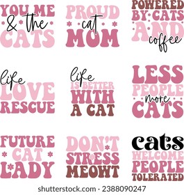 cats retro design bundle and digital download