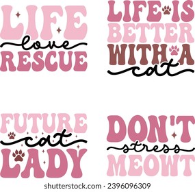 cats retro design and bundle digital download