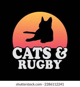 Cats and Rugby Men's or Women's Cat funny t-shirt design