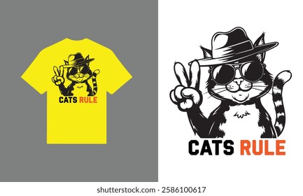 Cats rule _ Fanny Cat lover t-shirt design
