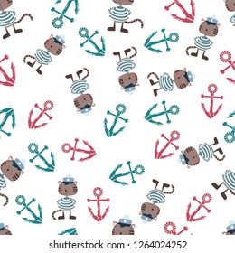 
cats sailors and anchors pattern