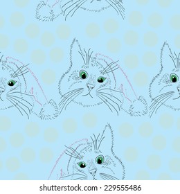 cats in Santa hats.seamless pattern 
