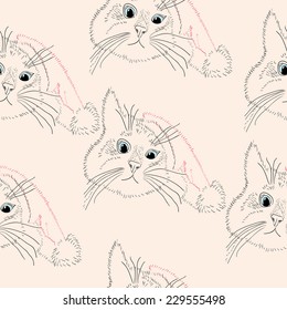 cats in Santa hats.seamless pattern