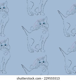 cats in Santa hats.seamless pattern 