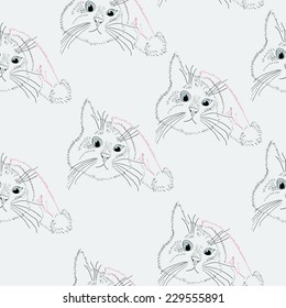 cats in Santa hats.seamless pattern