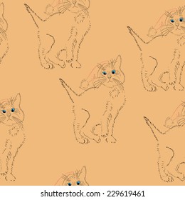 cats in Santa hats.seamless pattern 