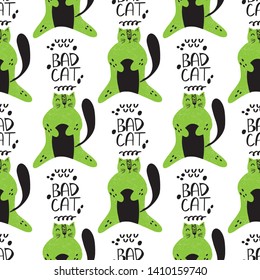 Cats in scandinavian style, vector design for wrapping paper, textile, background fill design.