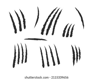 Cats scratch set on a white background. Mark of the claws of the animal. Fun design element. Vector illustration.