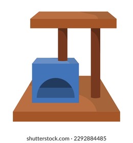 A cat's scratching post with a house. vector isolated illustration