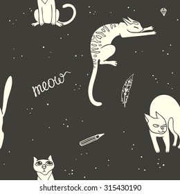 cats. seamless background