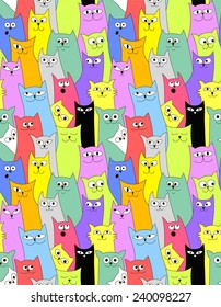 Cats. Seamless funny background