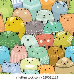 Cats seamless pattern