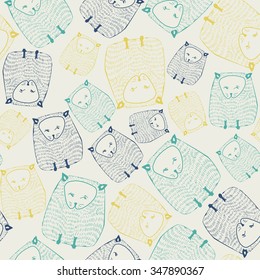 Cats seamless pattern. Animal background. Vector illustration