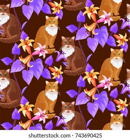 Cats seamless pattern background