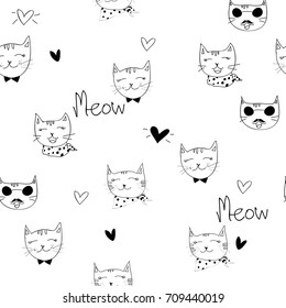 cats seamless pattern, cat  background design for fabric