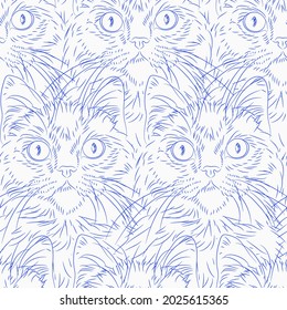 Cats seamless pattern. Cute pets vector background
