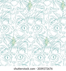 Cats seamless pattern. Cute pets vector background