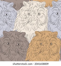 Cats seamless pattern. Cute pets vector background