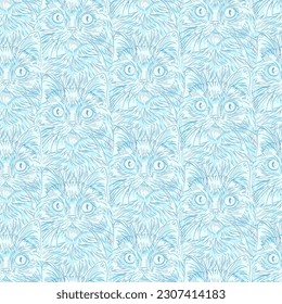 Cats seamless pattern. Cute pets vector background