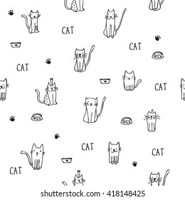 Cats - Seamless pattern - freehand illustration