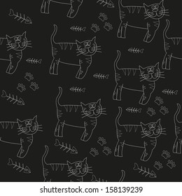 Cats seamless pattern - Illustration. 