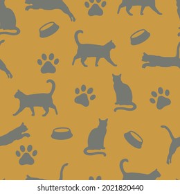 
Cats seamless pattern. Pets. Print for printing. Vector illustration.