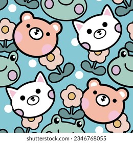 Cats seamless pattern vector design. cute cats kawaii style pattern for fabric, cover book, rapping paper