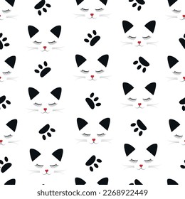 Cats seamless vector design. Animal background template for fabric, cards, t-shirts.