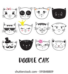 Cats, set of cute doodle. Can be used for school books and drawing poster, T-shirt Print and cartoon character.