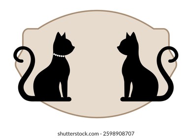 Cats shop logo template. label design elements for pet shop, zoo shop, pets care. Animal Sticker with copy space for your text. Vector illustration isolated on white background